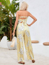 Plant Print Strapless Top And Pants Set